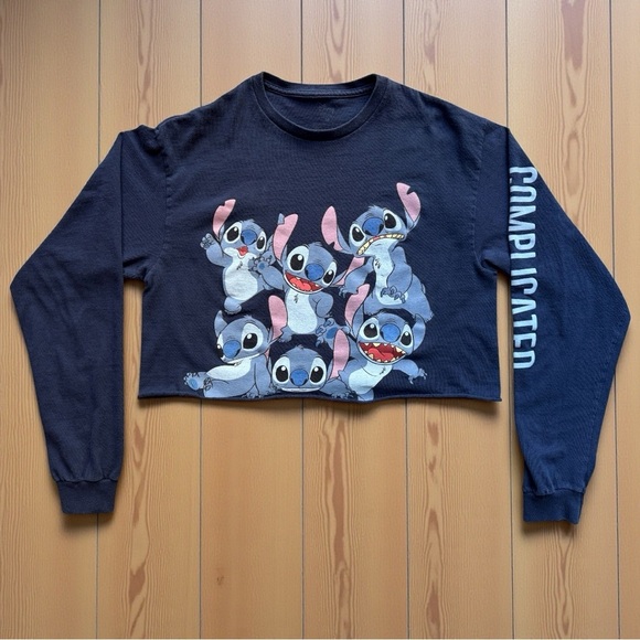 DISNEY Stitch Long Sleeve Cropped Graphic Tee – Size M - Picture 5 of 10